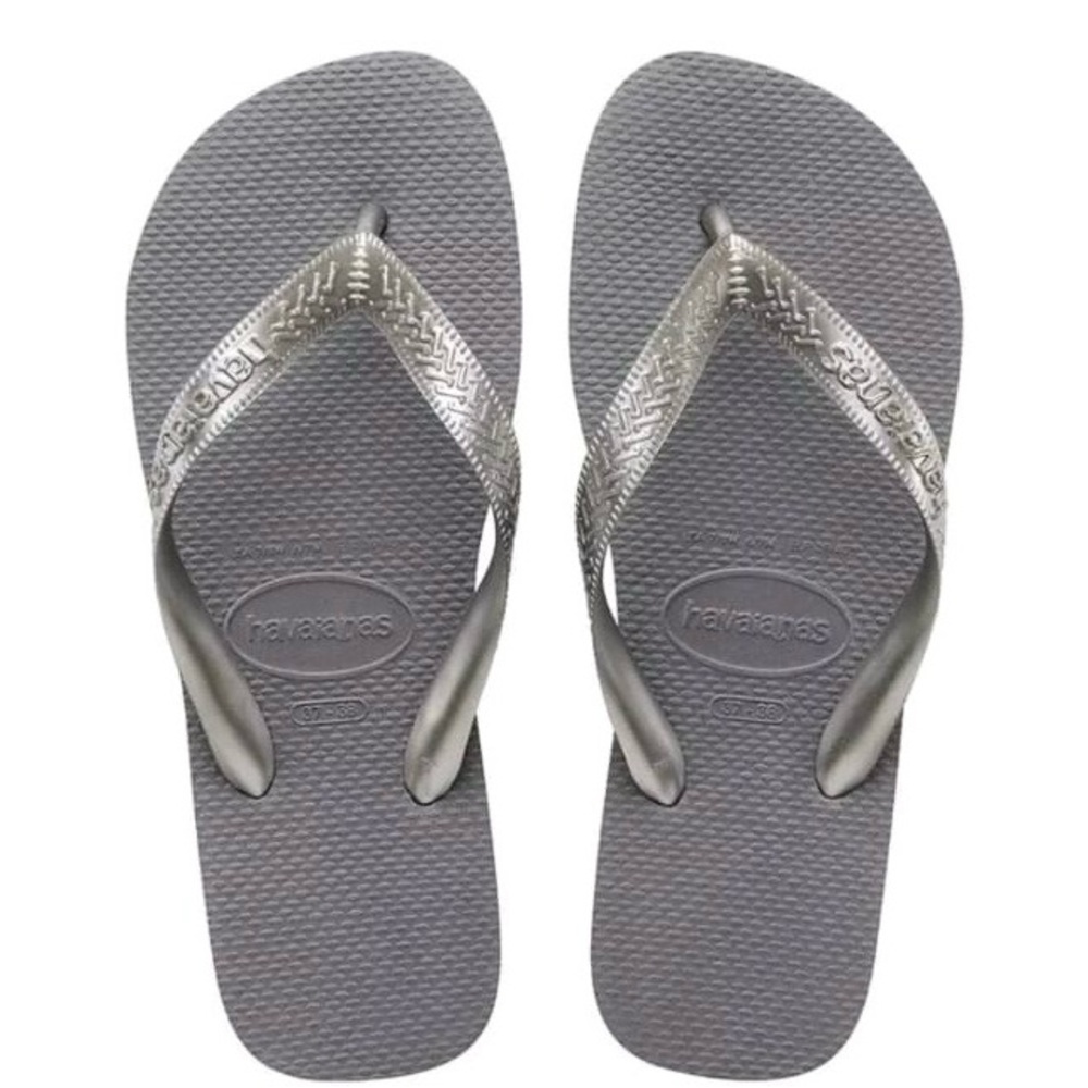 Havaianas Metallic Gray Flip Flops